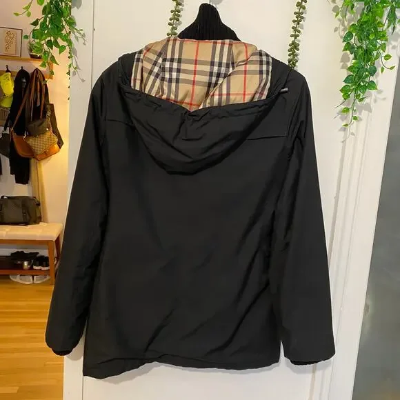 Burberry Calandra Black Coat Jacket interior Novacheck Lining Winter sz S - Picture 6 of 15